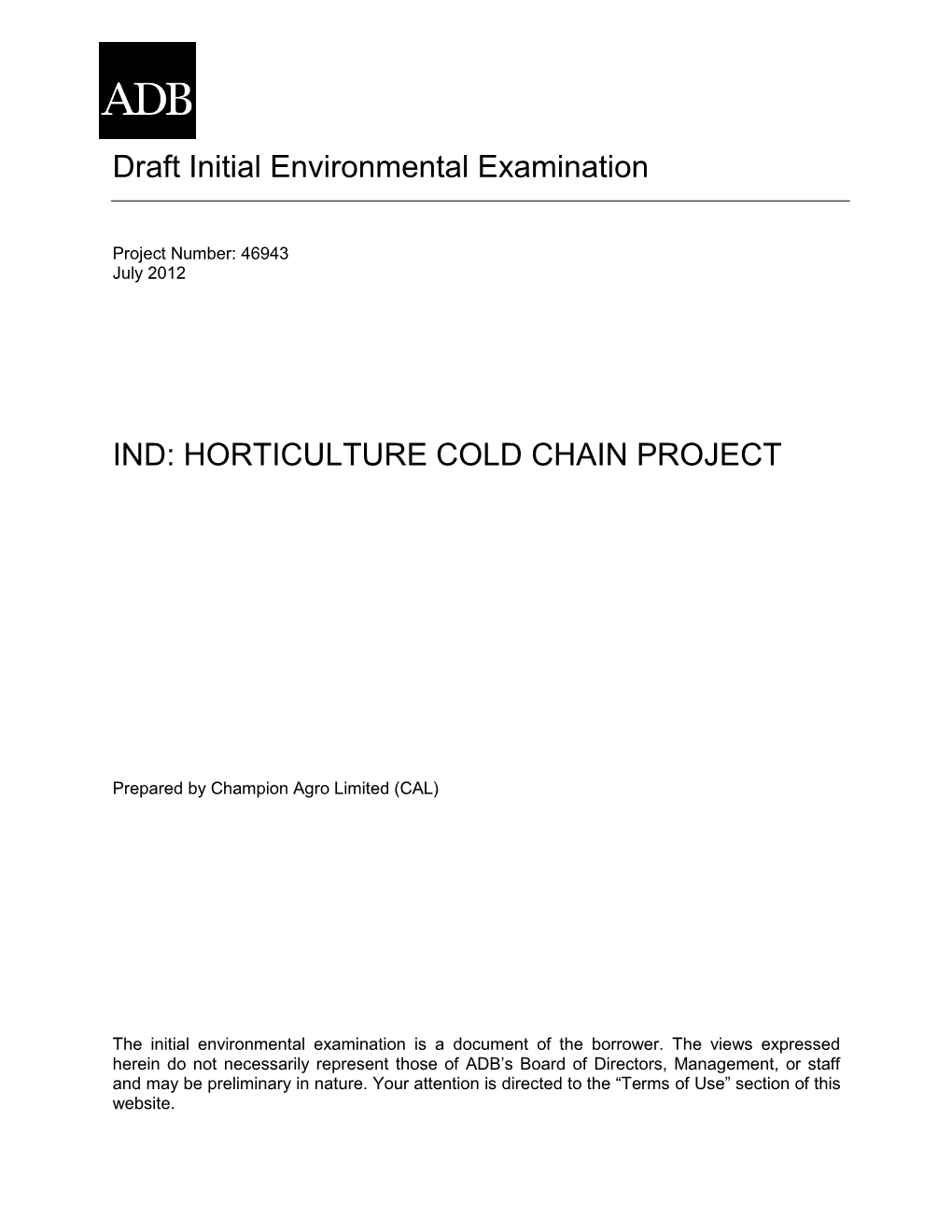 Horticulture Cold Chain Project