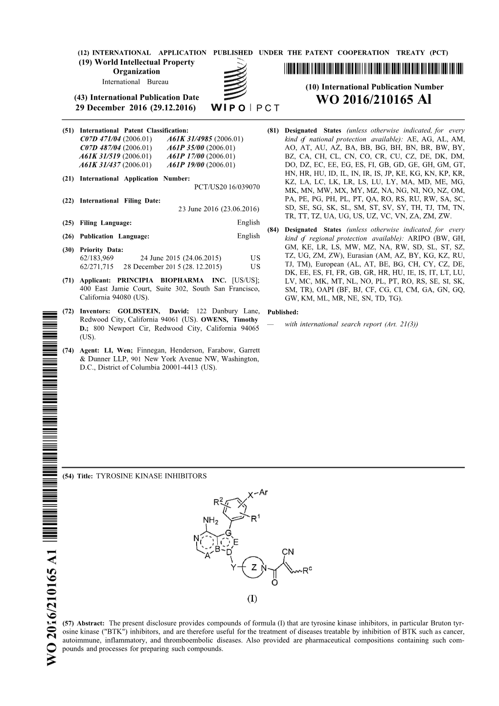 WO 2016/210165 Al 29 December 2016 (29.12.2016) P O P C T