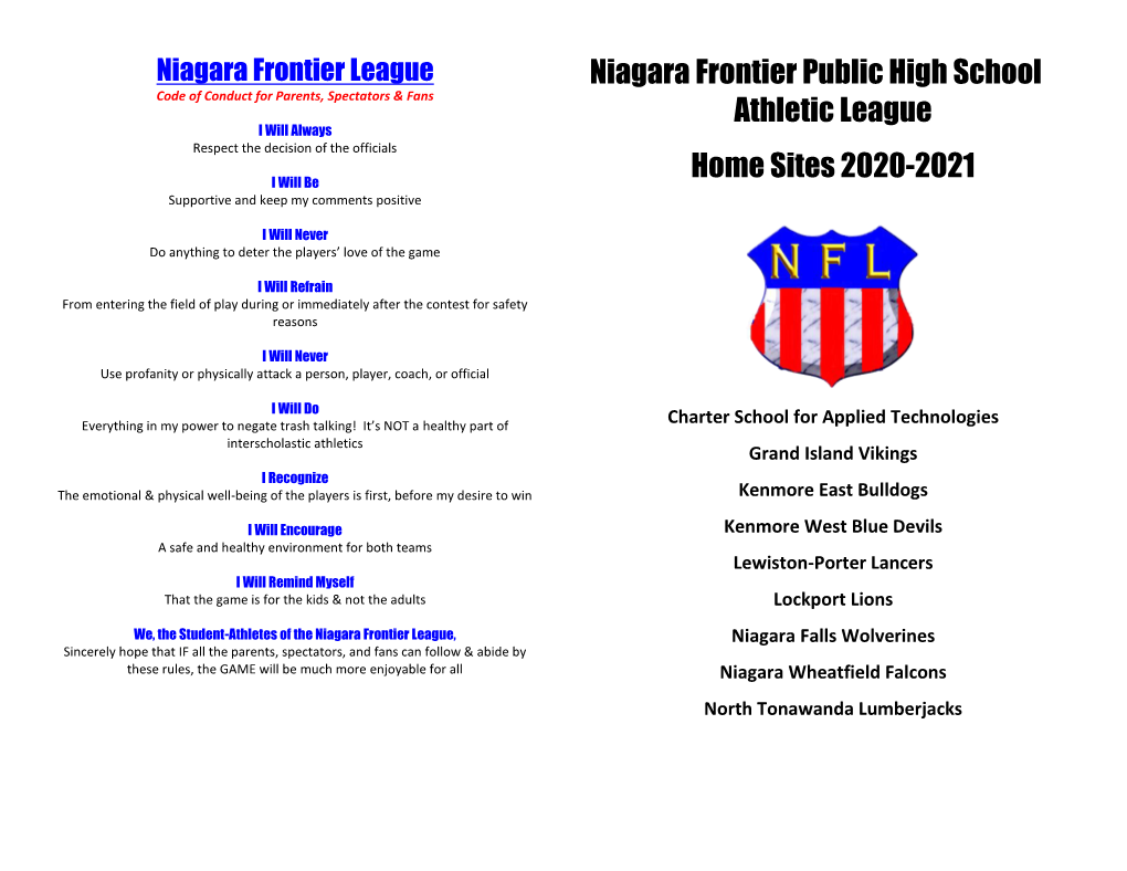 Niagara Frontier Public High School Athletic League Home Sites 2020