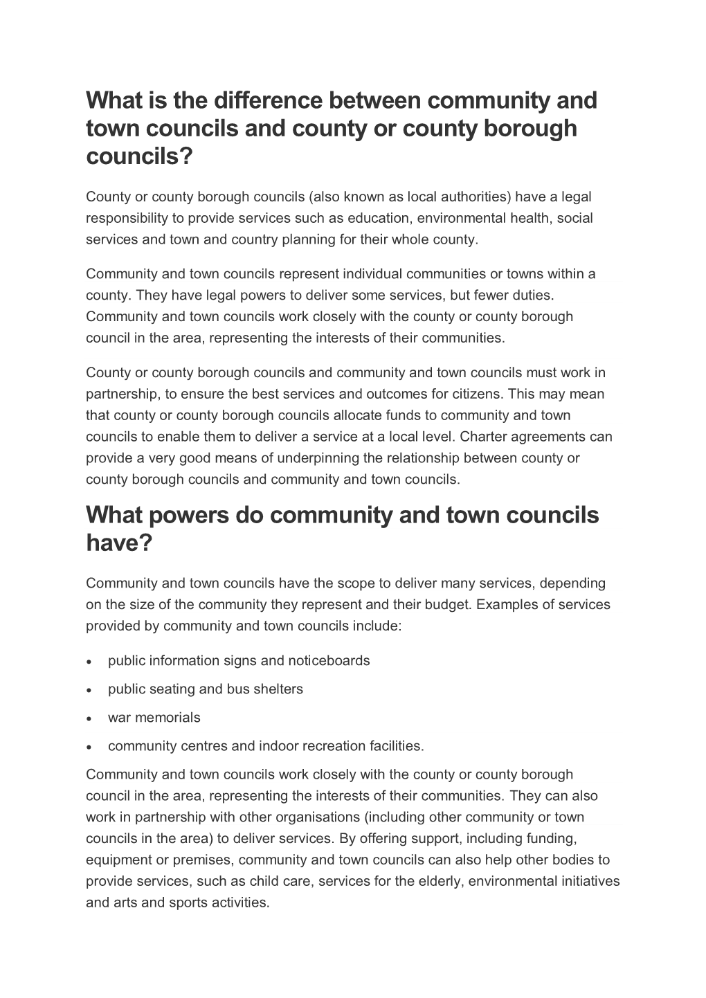 Community and Town Councils and County Or County Borough Councils?