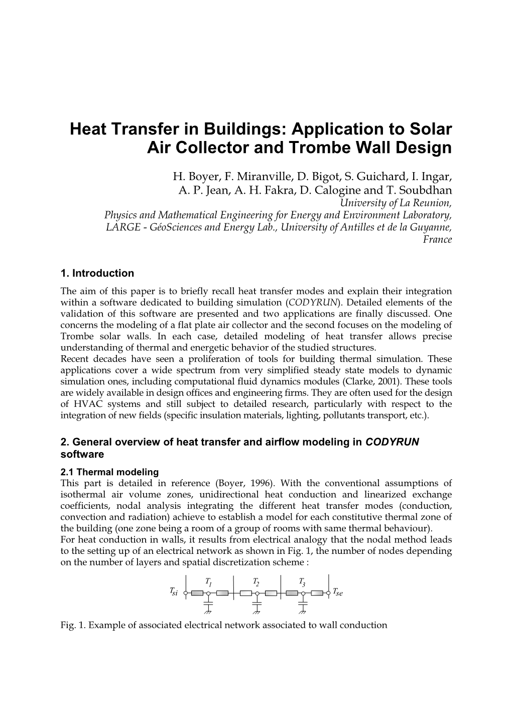 Heat Transfer in Buildings: Application to Solar Air Collector and Trombe Wall Design