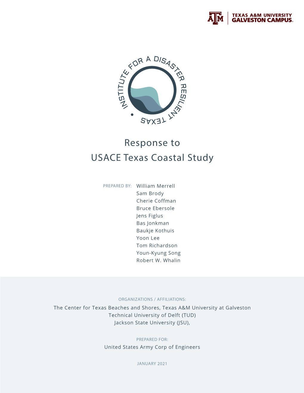 Response to USACE Texas Coastal Study