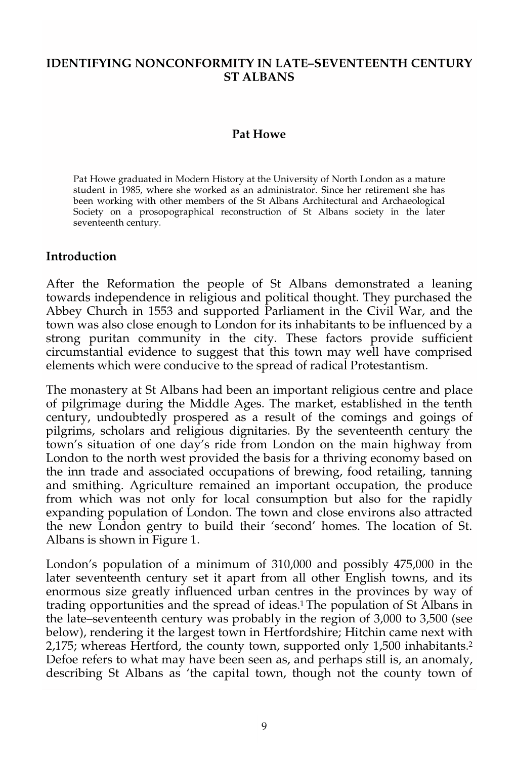 Identifying Nonconformity in Late-Seventeenth Century St. Albans