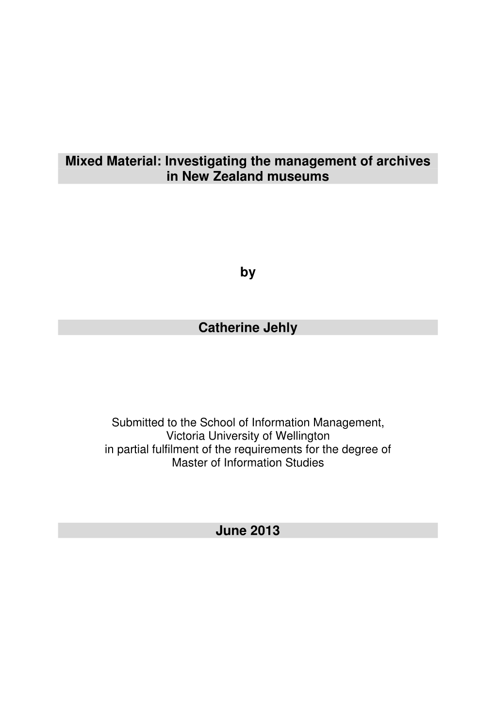 Investigating the Management of Archives in New Zealand Museums