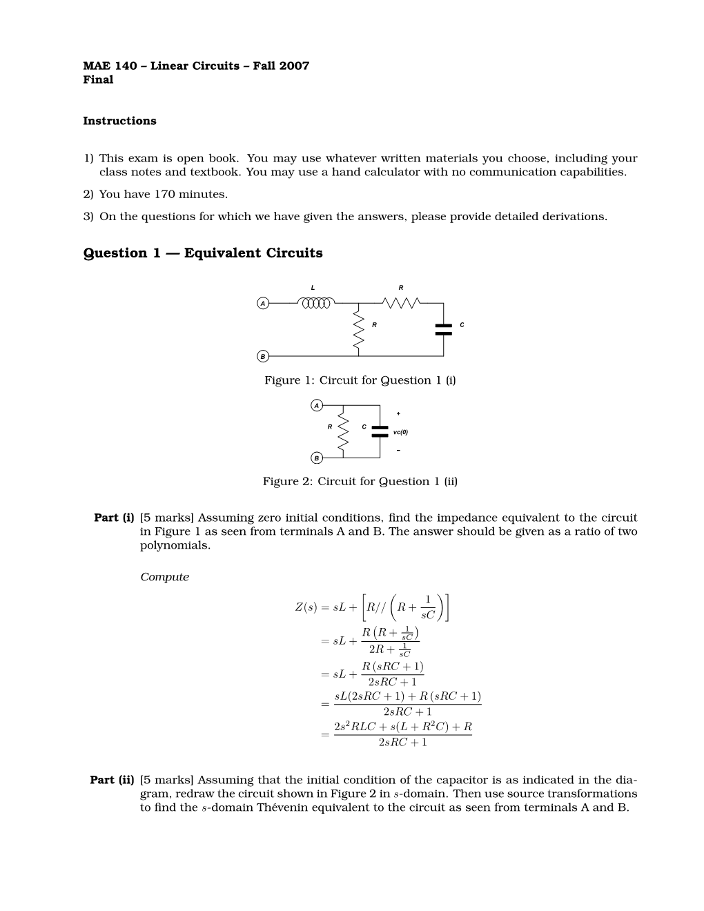 Question 1 — Equivalent Circuits