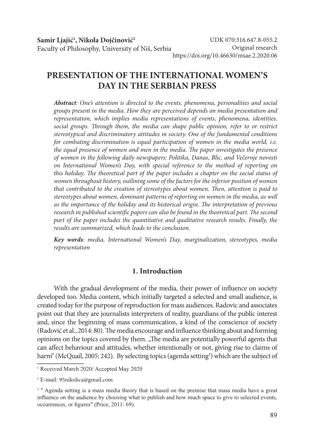 Presentation of the International Women's Day