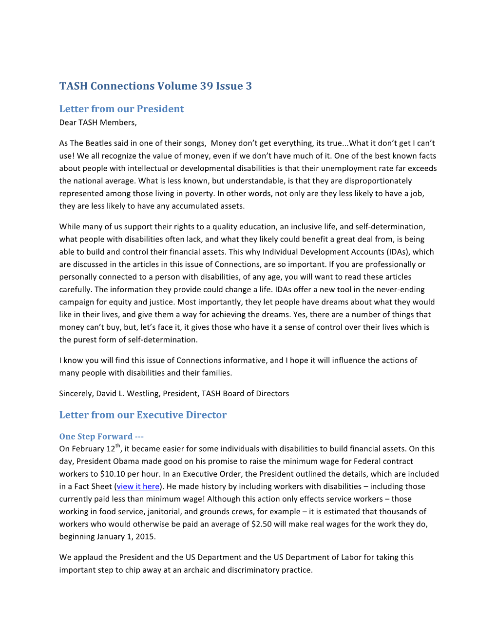 TASH Connections Volume 39 Issue 3