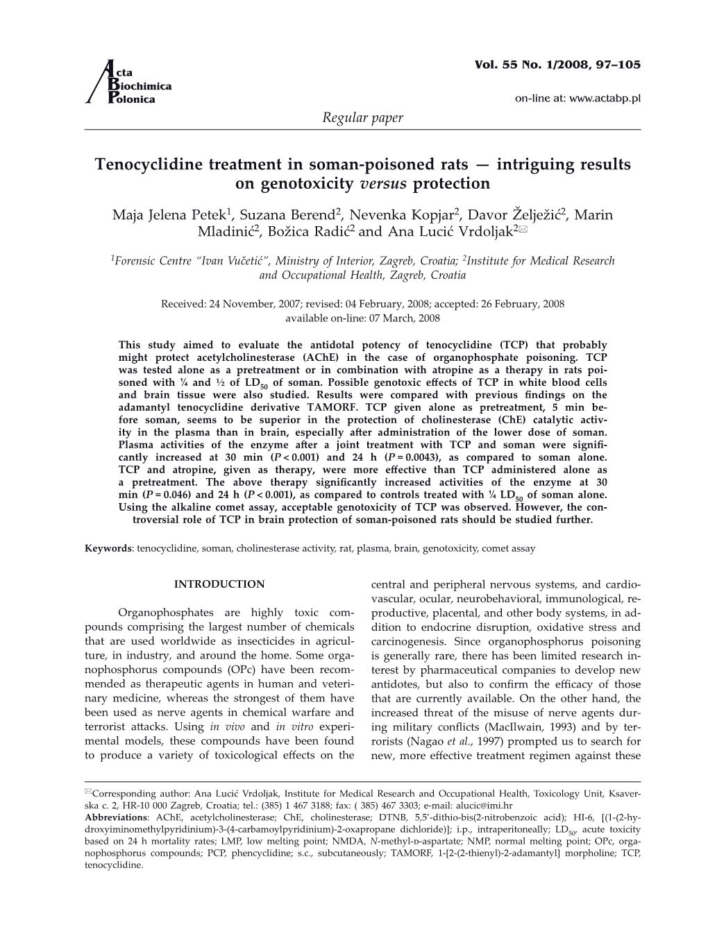 Tenocyclidine Treatment in Soman-Poisoned Rats — Intriguing Results on Genotoxicity Versus Protection