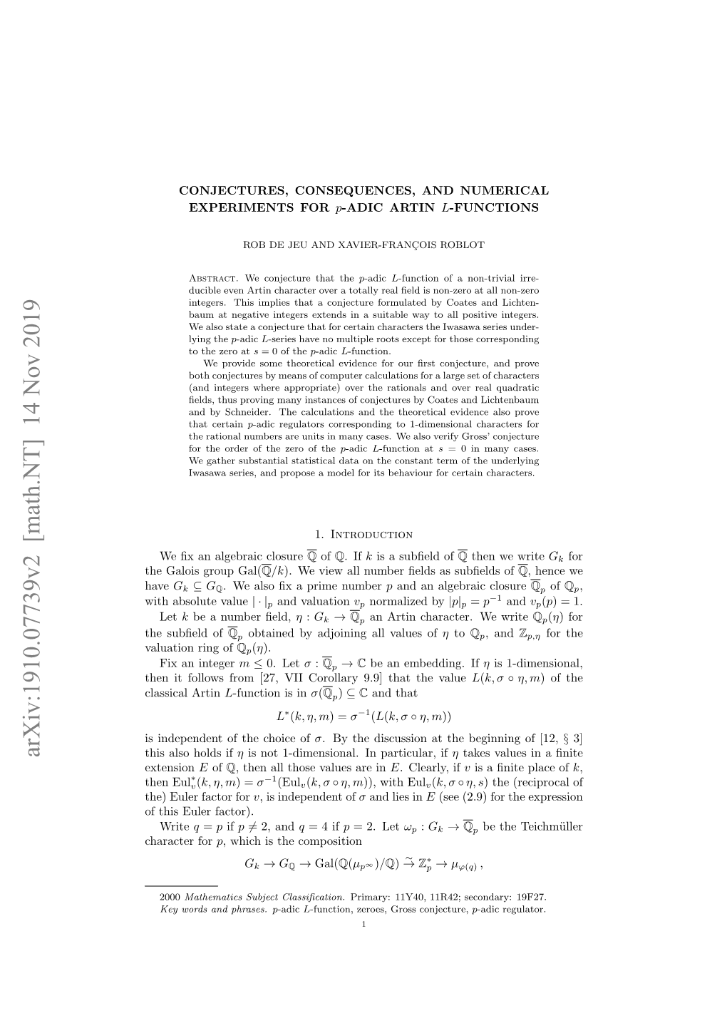 P-ADIC ARTIN L-FUNCTIONS