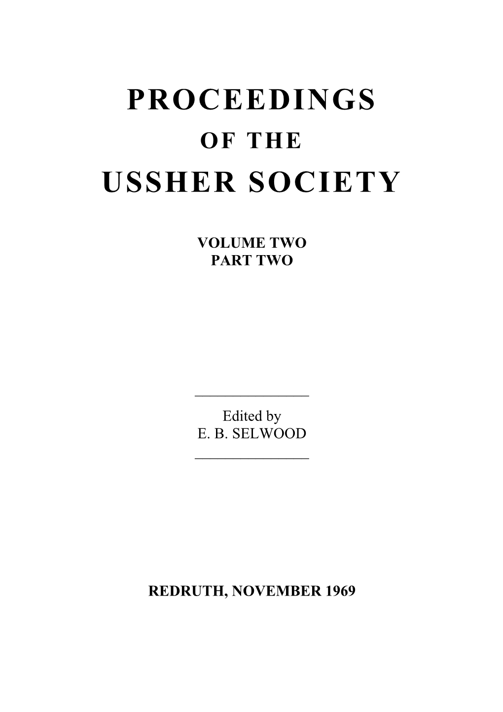 Proceedings Ussher Society