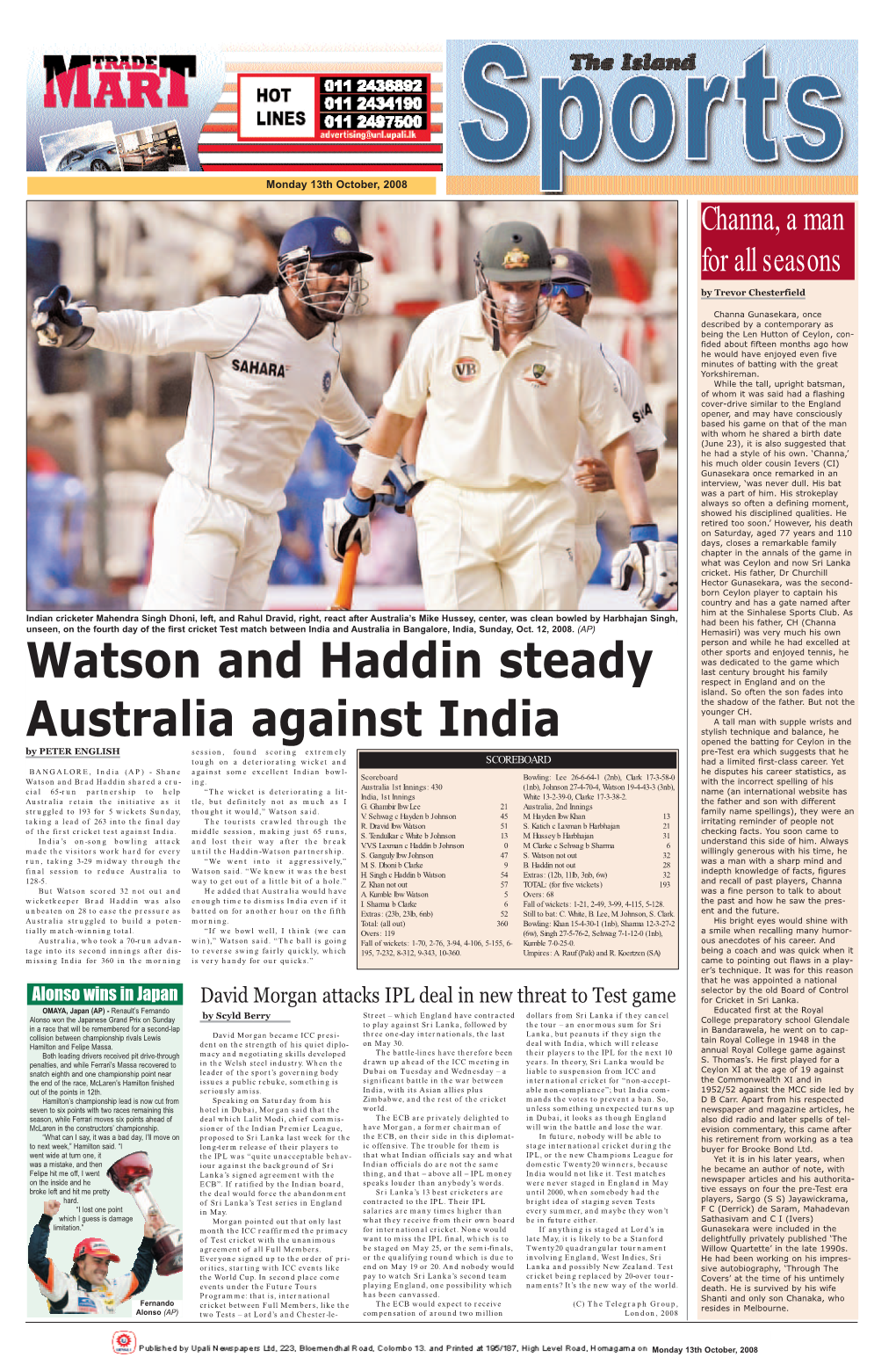 Watson and Haddin Steady Australia Against India