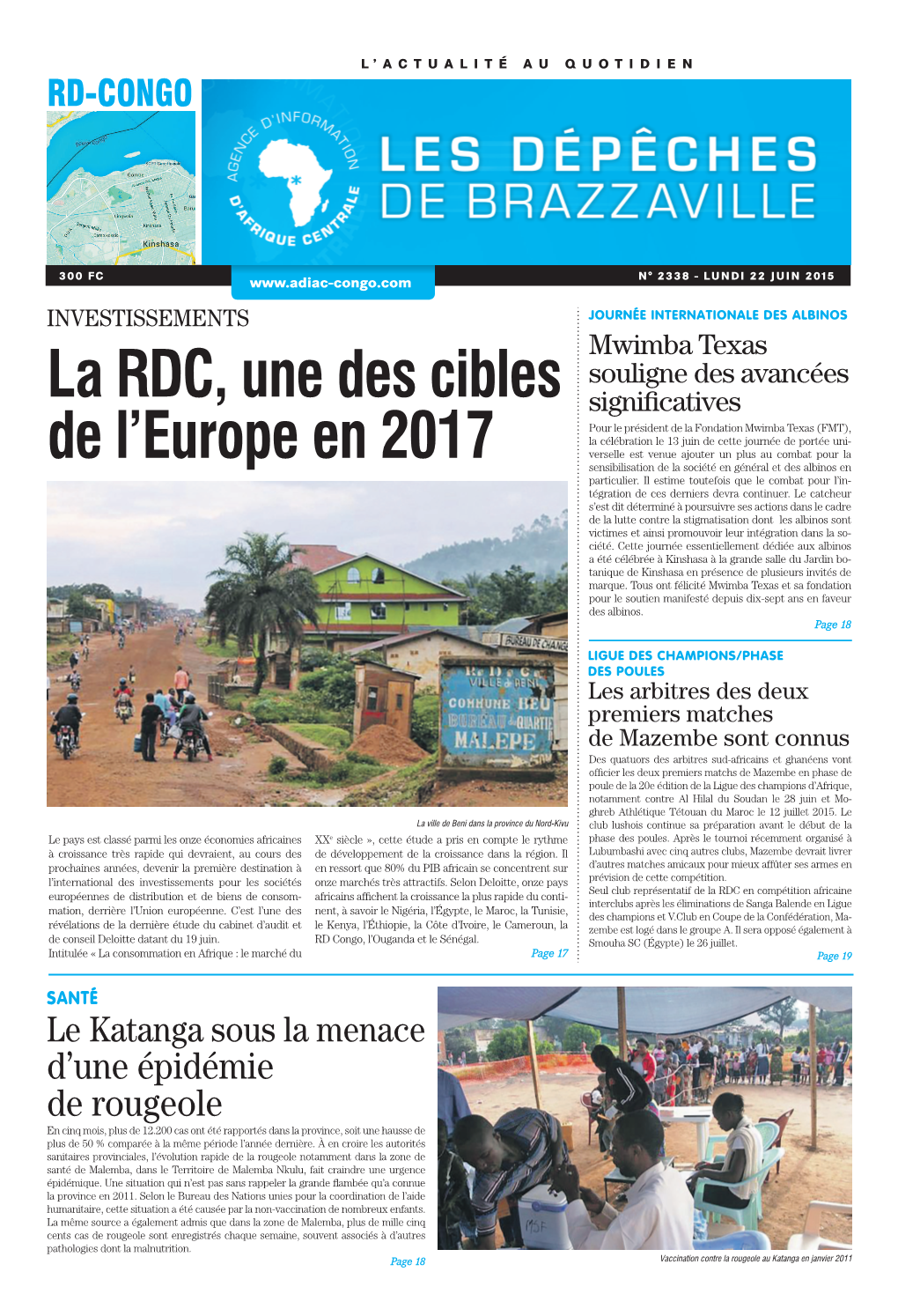 La RDC, Une Des Cibles De L'europe En 2017