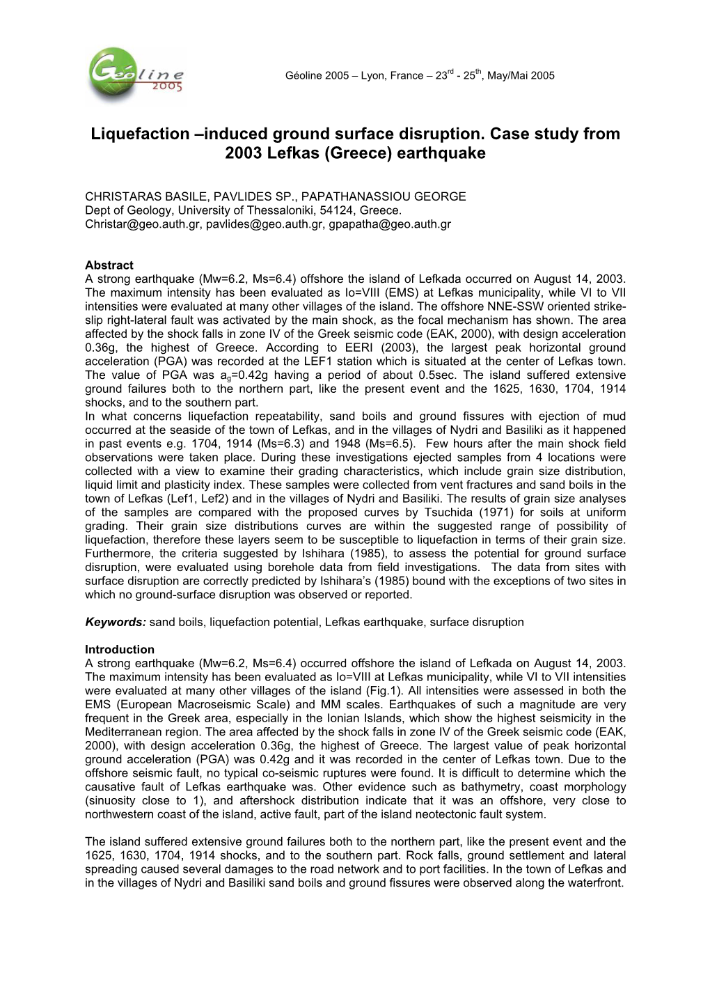 Liquefaction –Induced Ground Surface Disruption