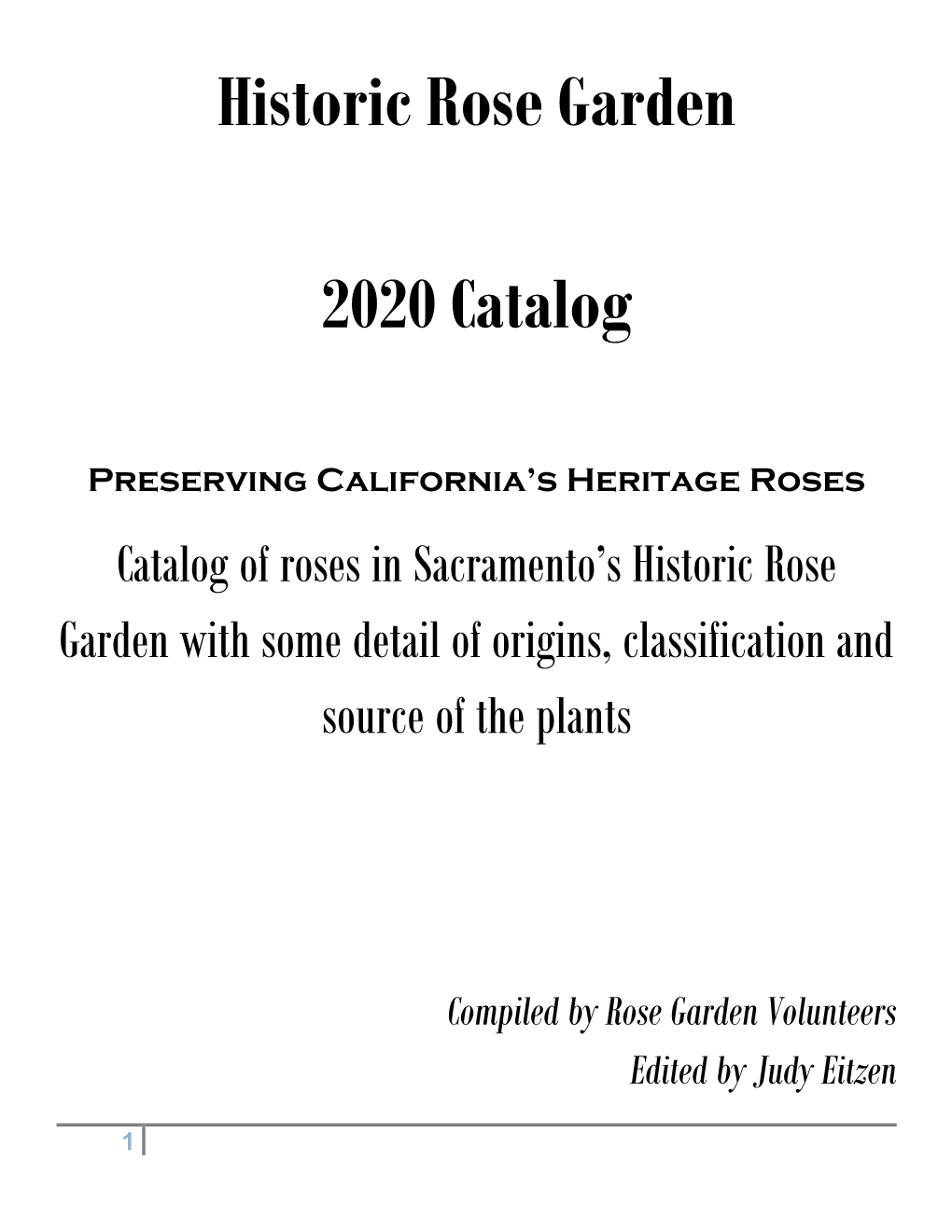 Historic Rose Garden Catalog Introduction April 2020