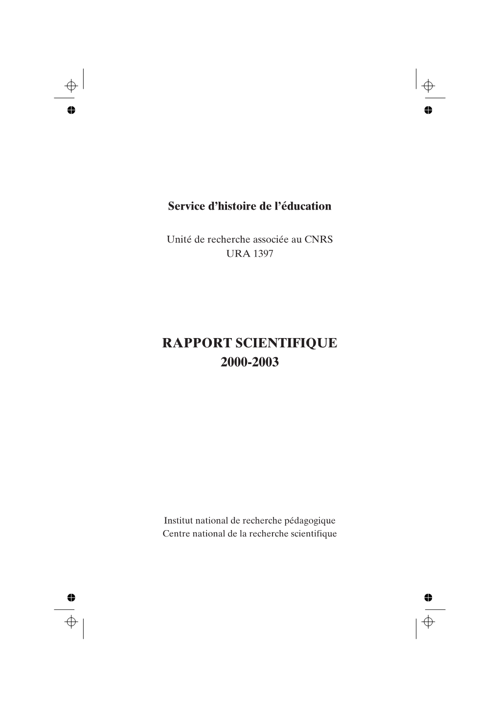 Rapport Scientifique 2000-2003