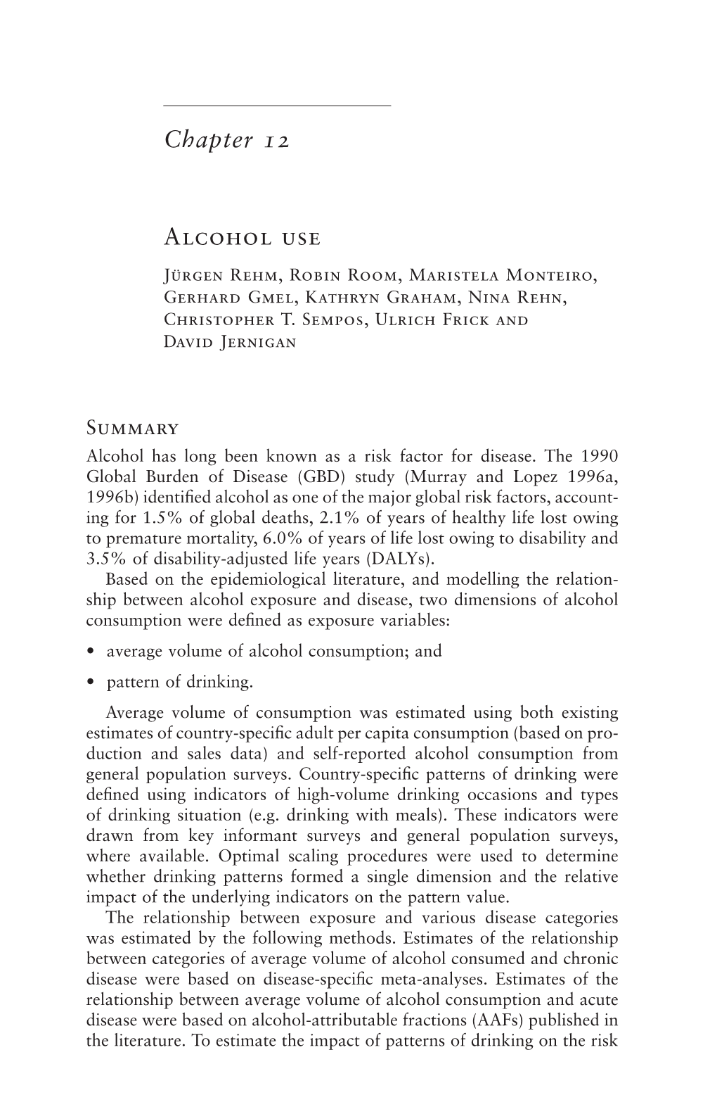 Chapter 12 ALCOHOL