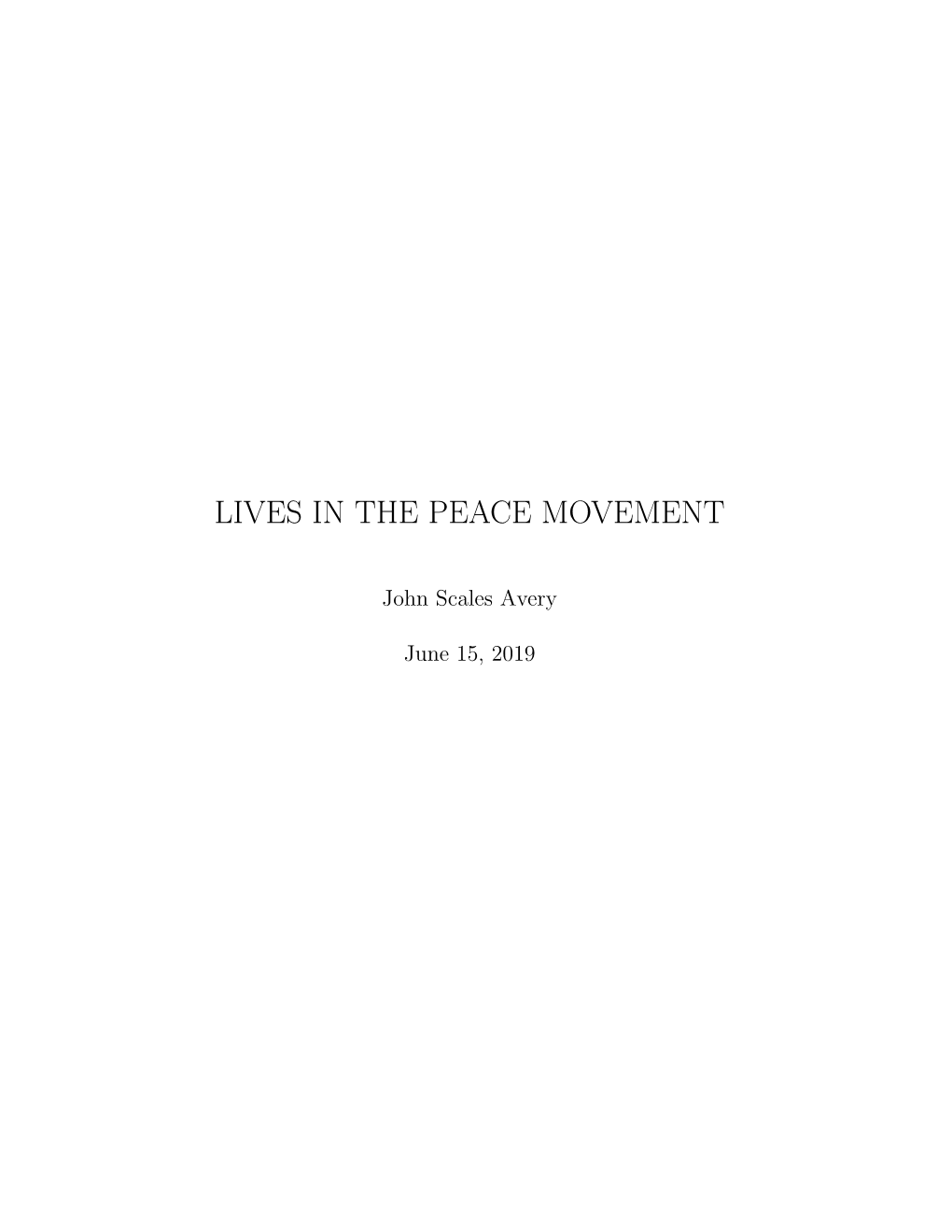 Lives in the Peace Movement