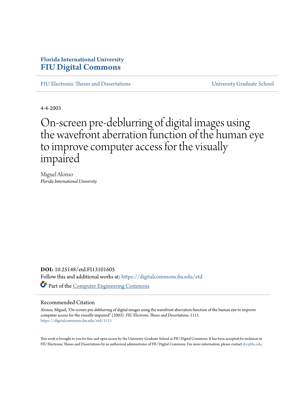 On-Screen Pre-Deblurring of Digital Images Using the Wavefront