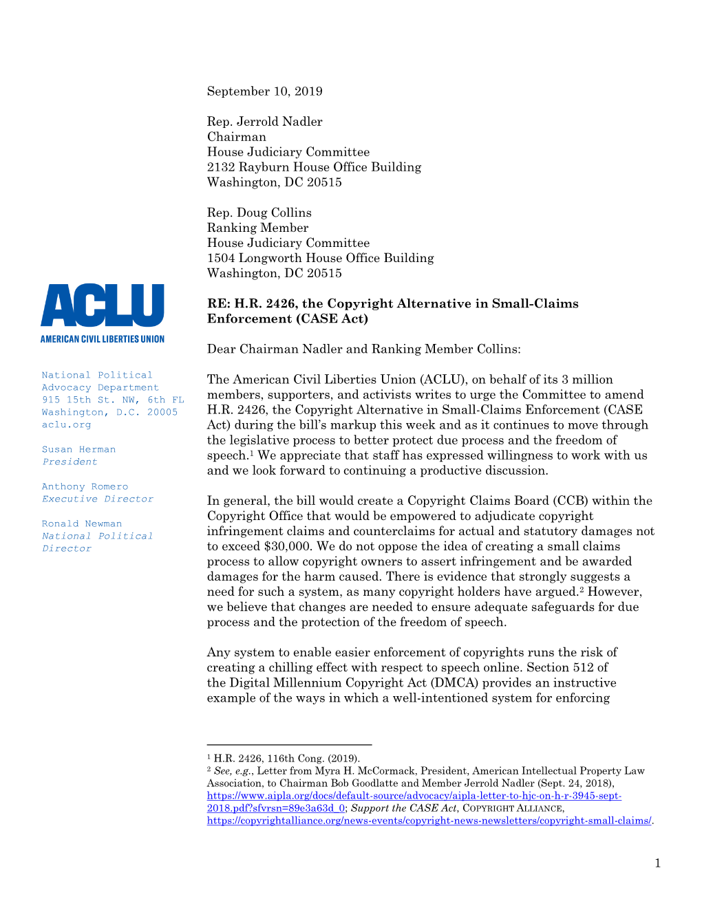 ACLU Statement on CASE