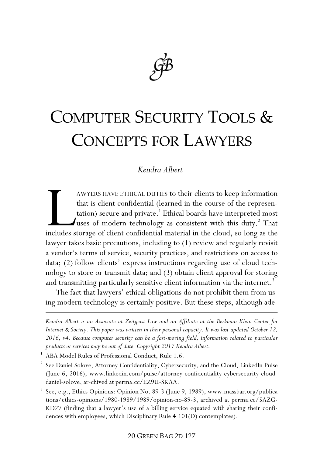 Computer Security Tools & Concepts for Lawyers