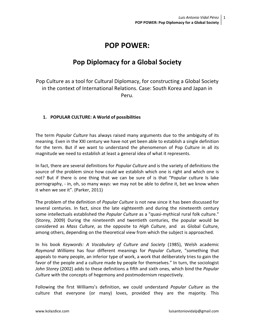 POP POWER: Pop Diplomacy for a Global Society