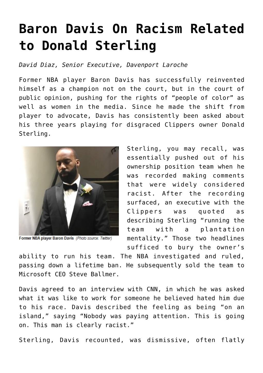Baron Davis on Racism Related to Donald Sterling