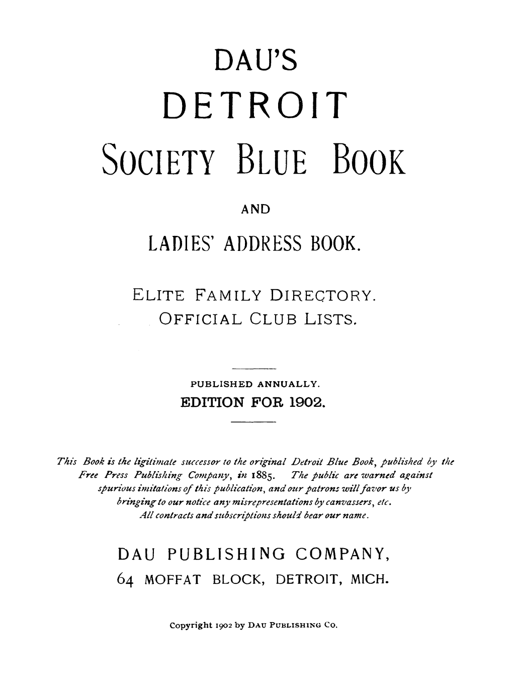 Detroit Society Blue Book