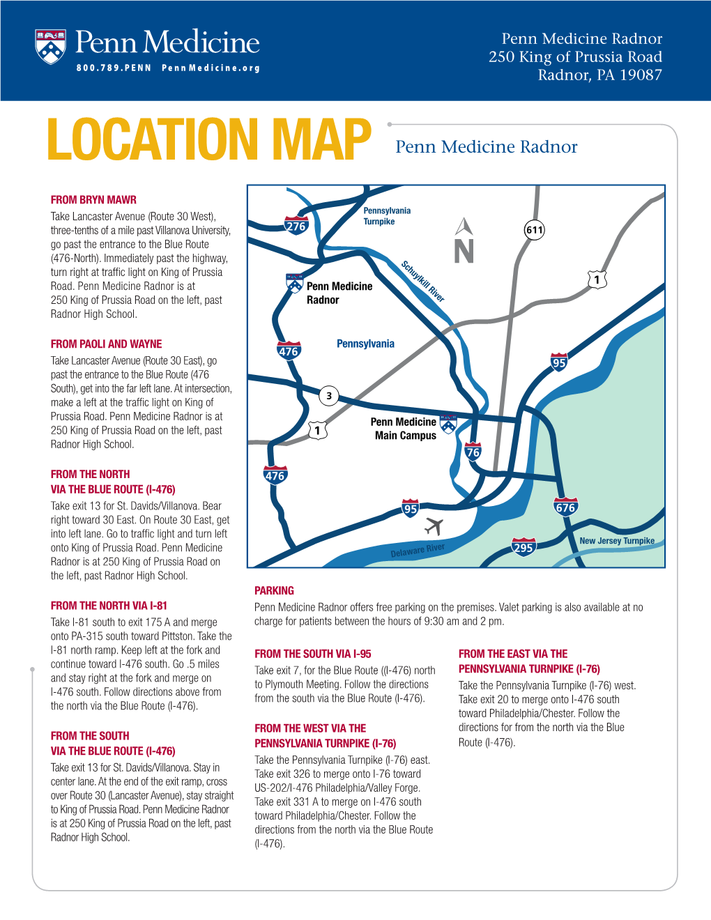 LOCATION MAP Penn Medicine Radnor