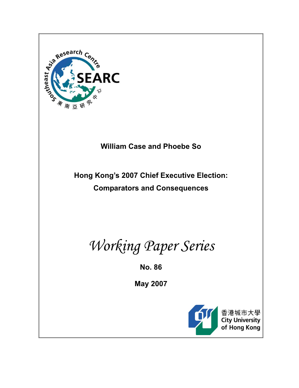 Working Paper Series