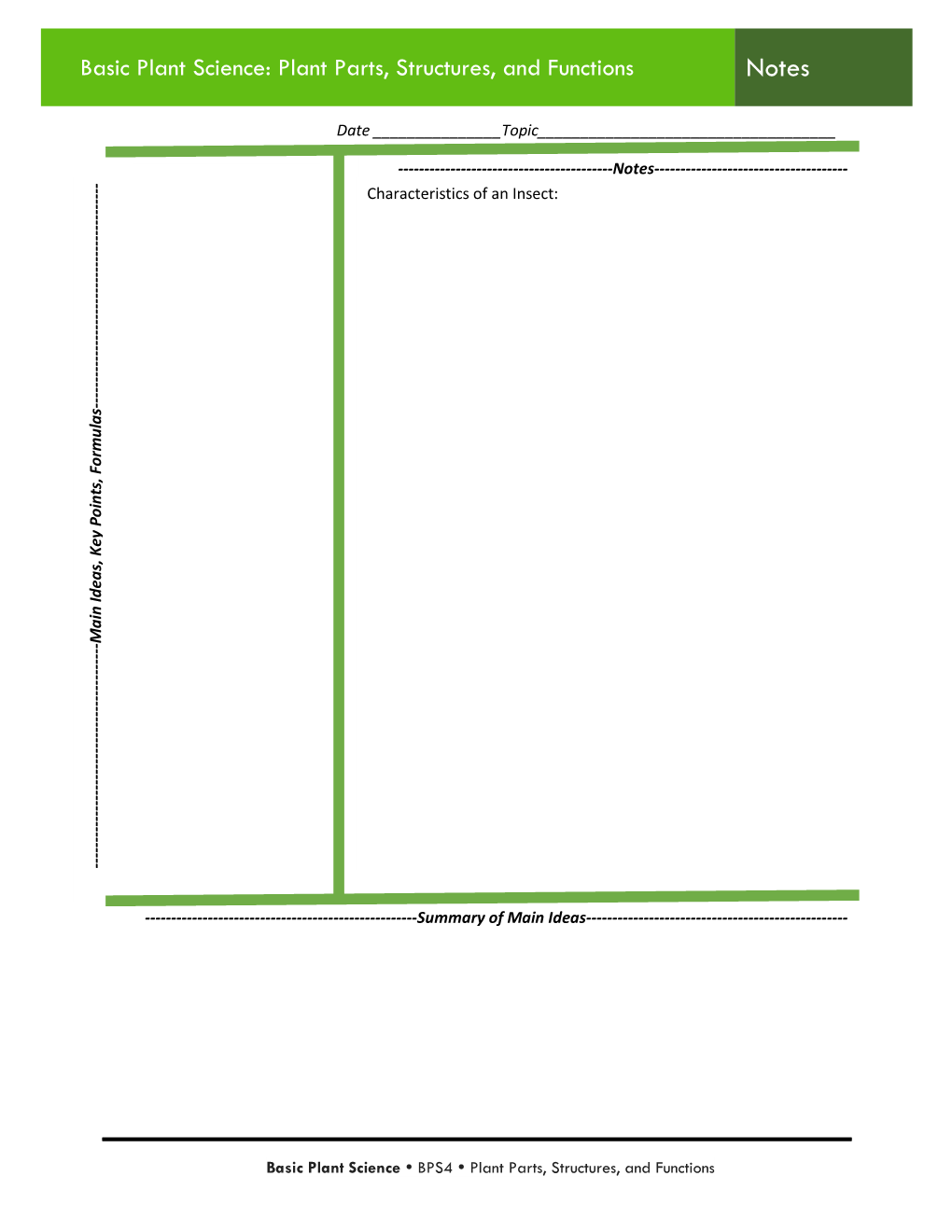 Basic Plant Science: Plant Parts, Structures, and Functions Notes