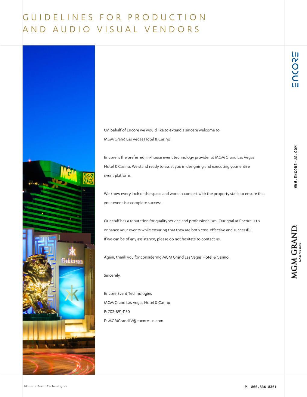 MGM Grand Conference Center Production and Audio Visual Guide