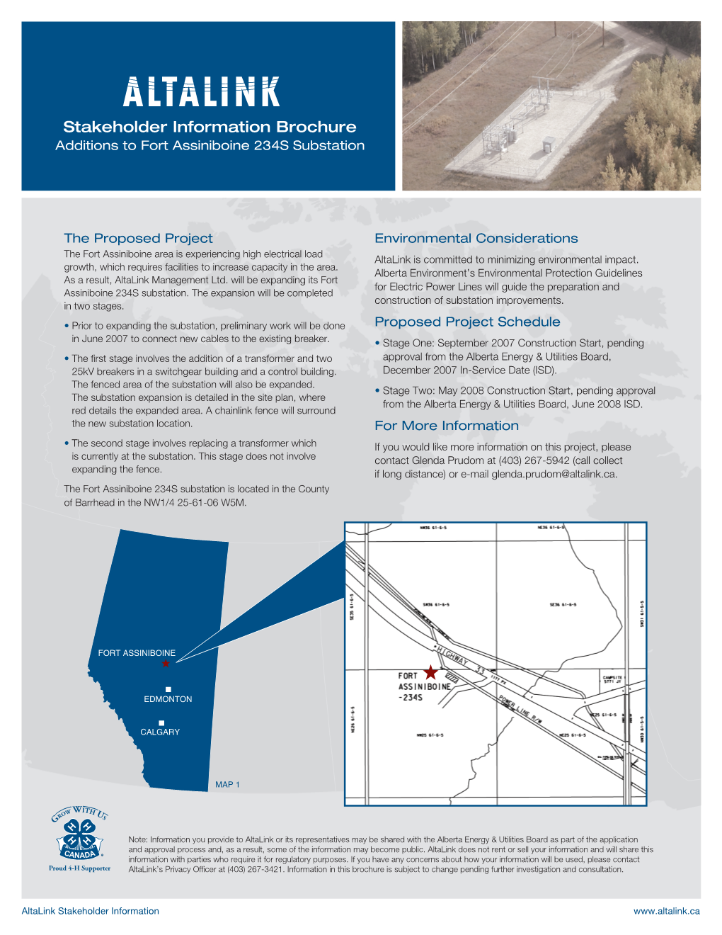 Stakeholder Information Brochure Additions to Fort Assiniboine 234S Substation