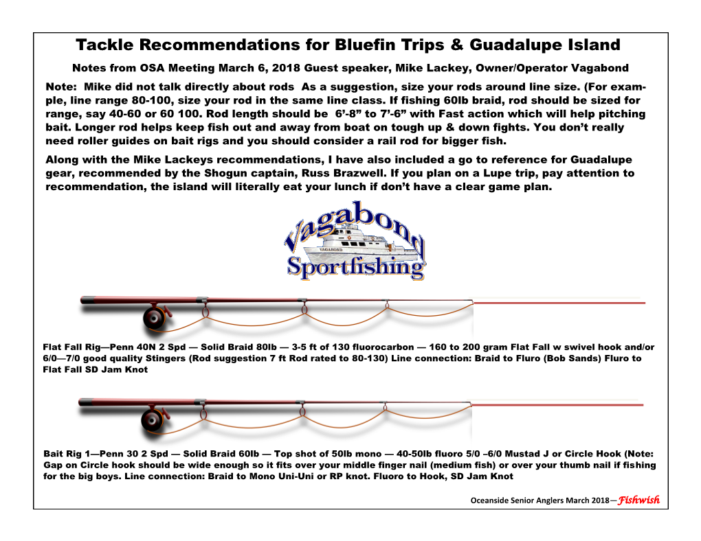 Tackle Recommendations for Bluefin Trips & Guadalupe Island