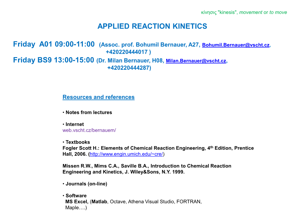 Applied Reaction Kinetics