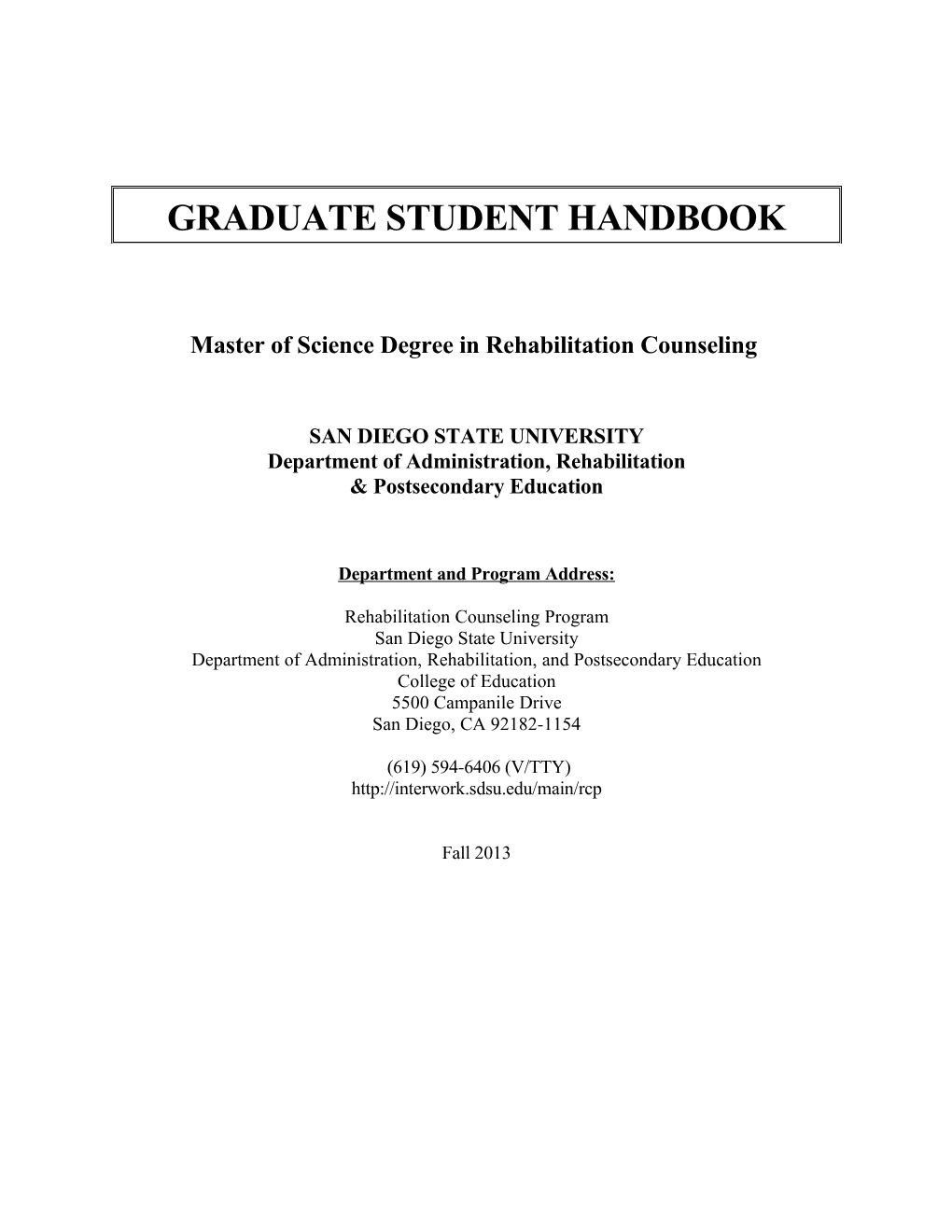 Master of Science Degree in Rehabilitation Counseling