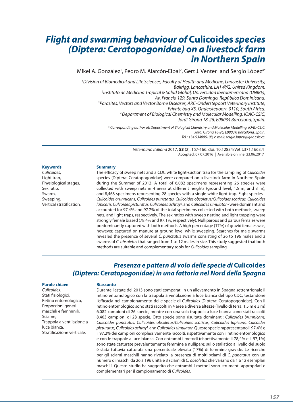 Flight and Swarming Behaviour of Culicoidesspecies (Diptera