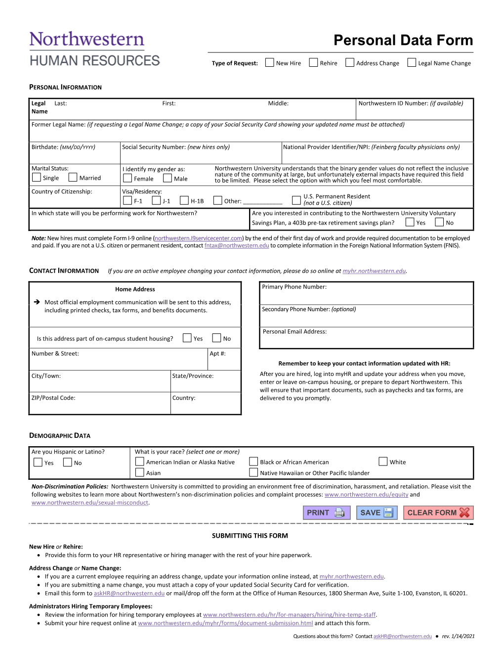 Personal Data Form