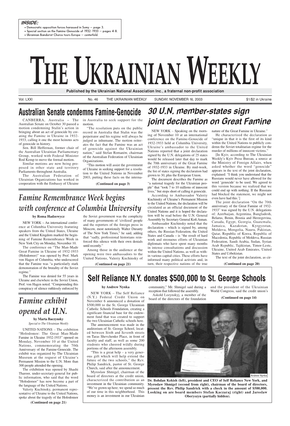 The Ukrainian Weekly 2003, No.46