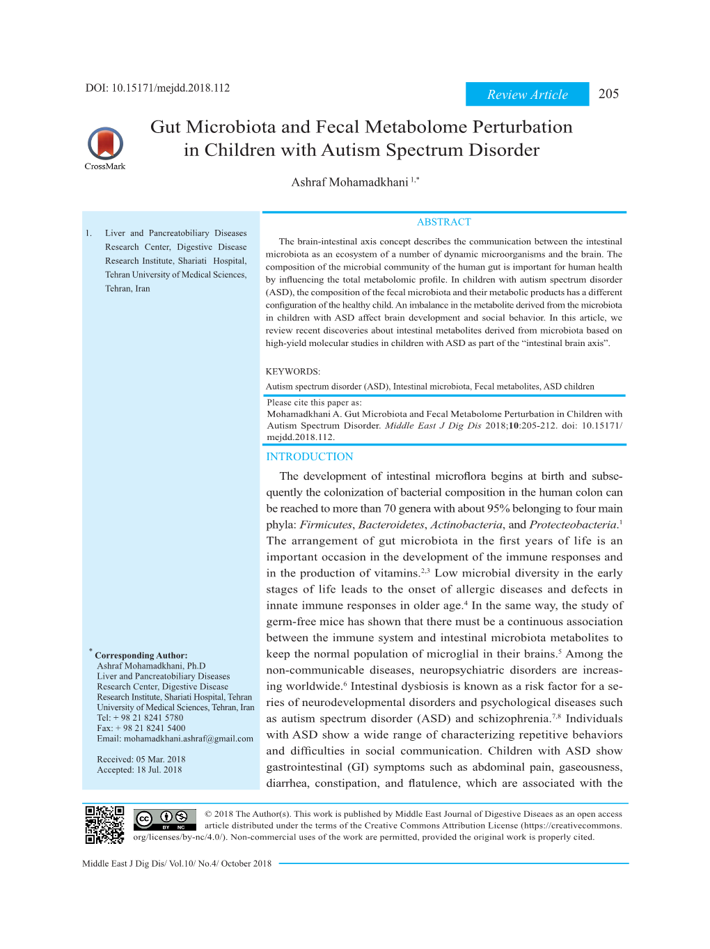 Gut Microbiota and Fecal Metabolome Perturbation in Children with Autism Spectrum Disorder