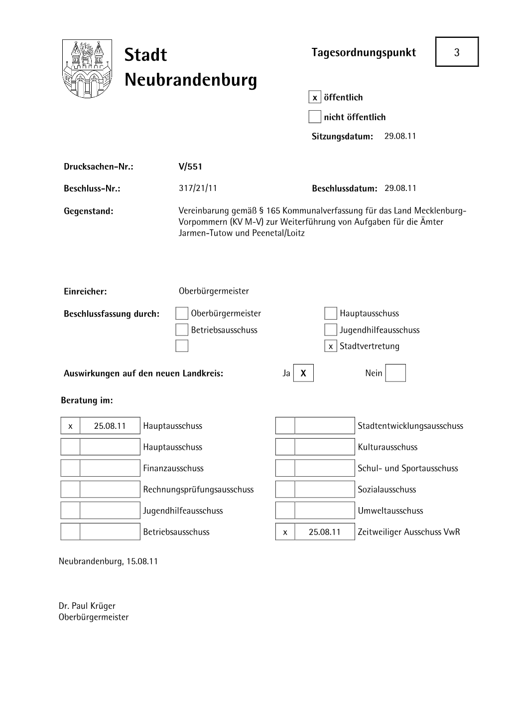 Vorlage V/551