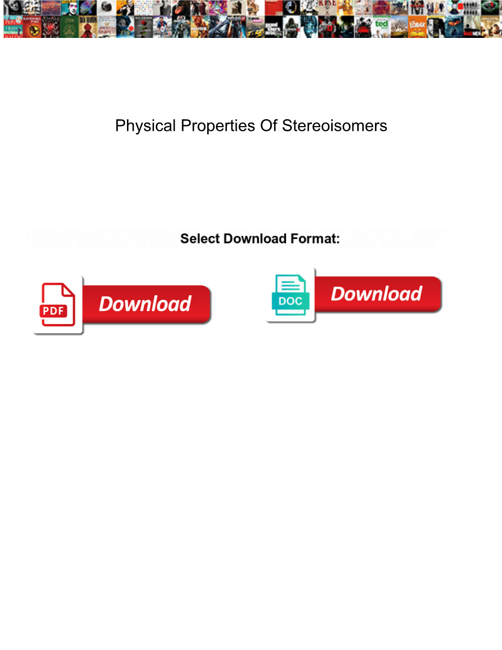 Physical Properties of Stereoisomers