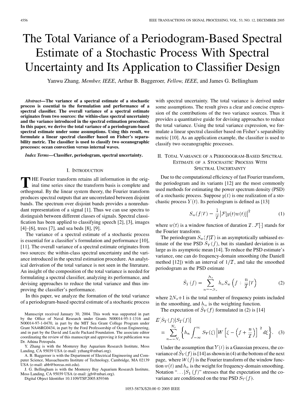 The Total Variance of a Periodogram-Based Spectral