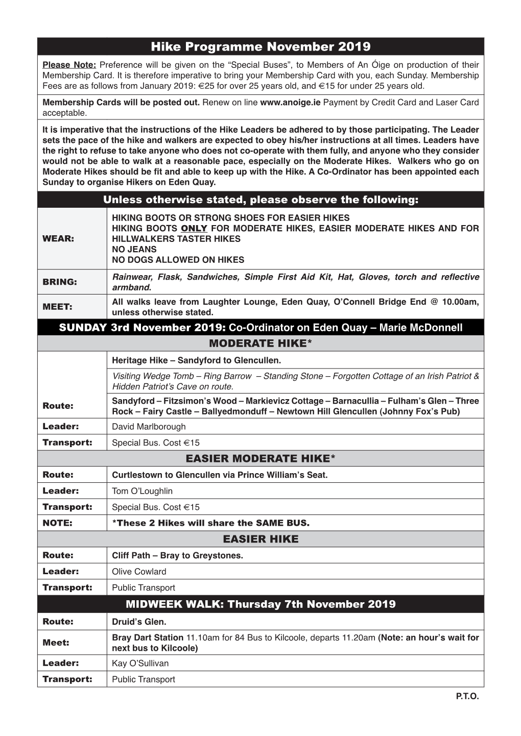 An Oige Hiking Programme TABLES.Indd