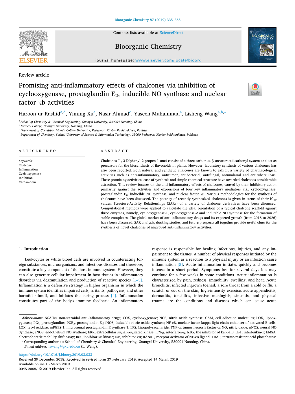 Promising Anti-Inflammatory Effects of Chalcones Via Inhibition Of