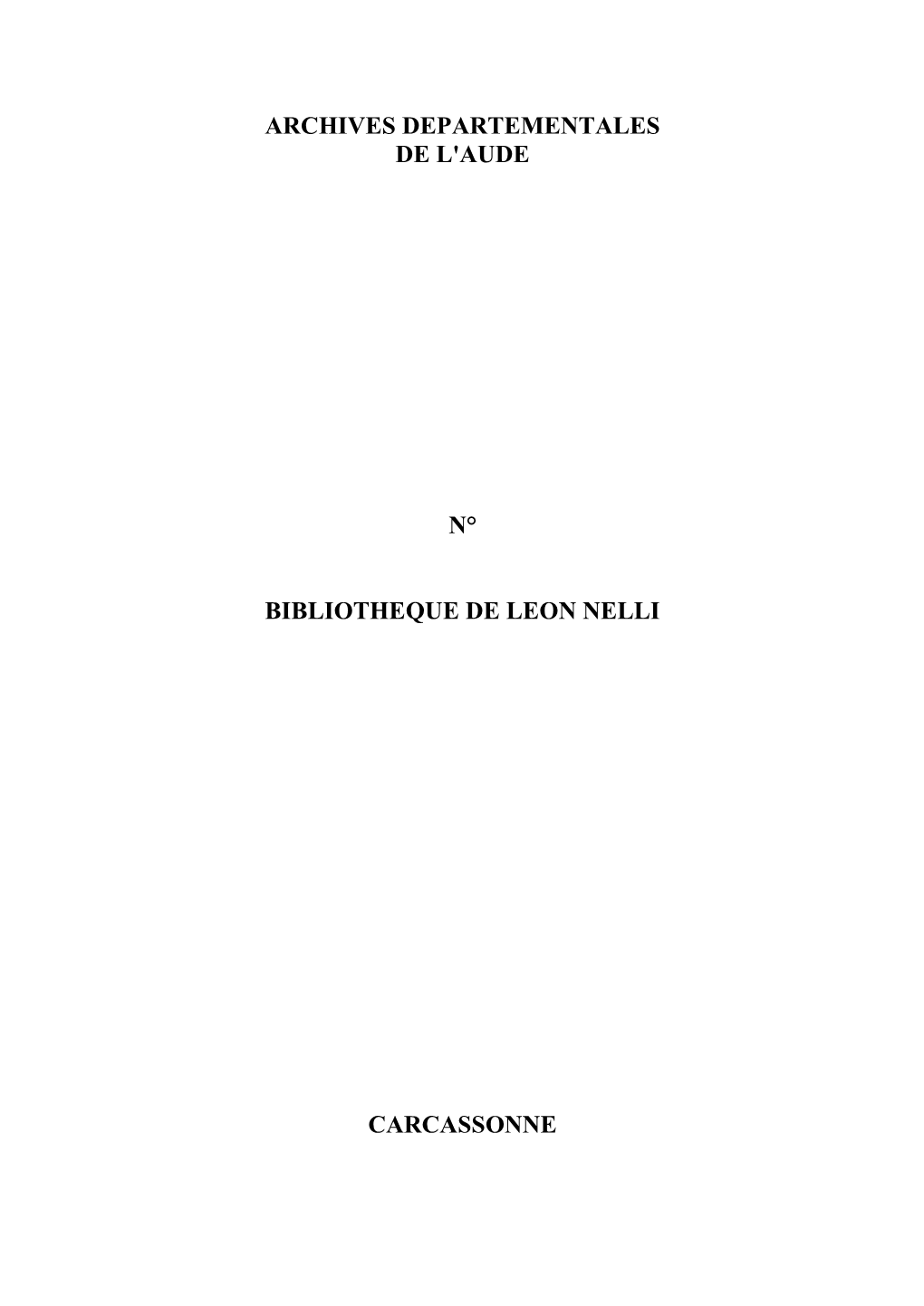 Inventaire Du Fonds Léon Nelli Pdf 1.65 Mo