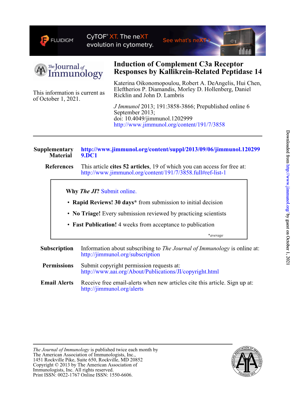 14 Responses by Kallikrein-Related Peptidase Induction of Complement