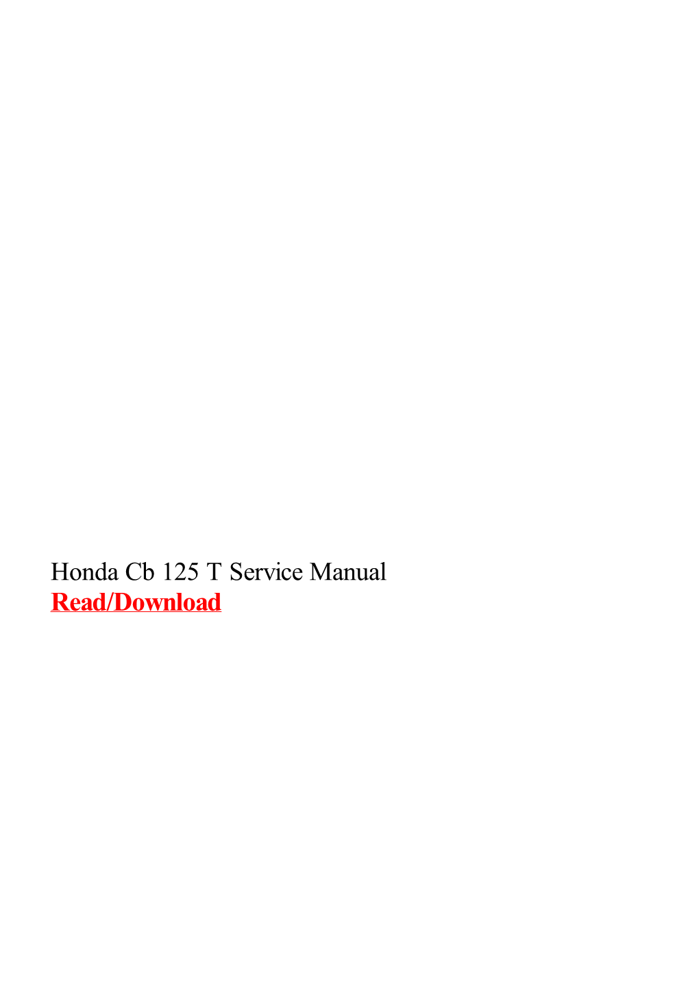 Honda Cb 125 T Service Manual
