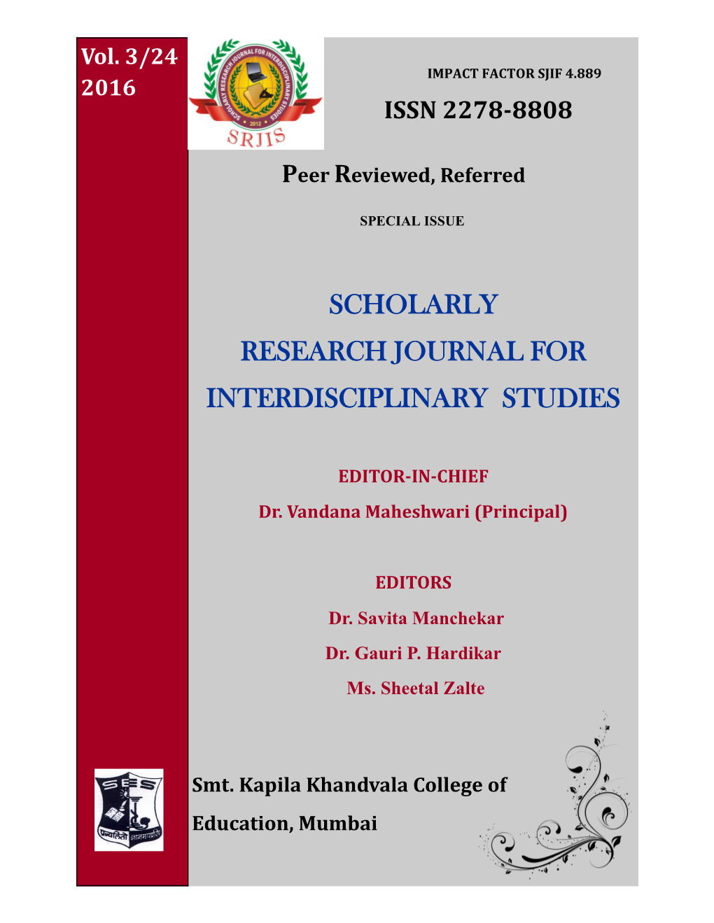 Scholarly Research Journal for Interdisciplinary Studies