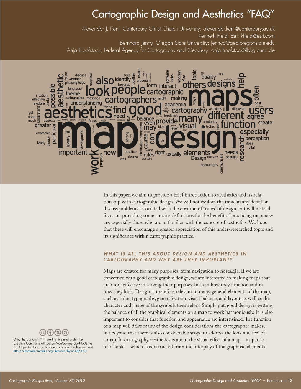 Cartographic Design and Aesthetics “FAQ”