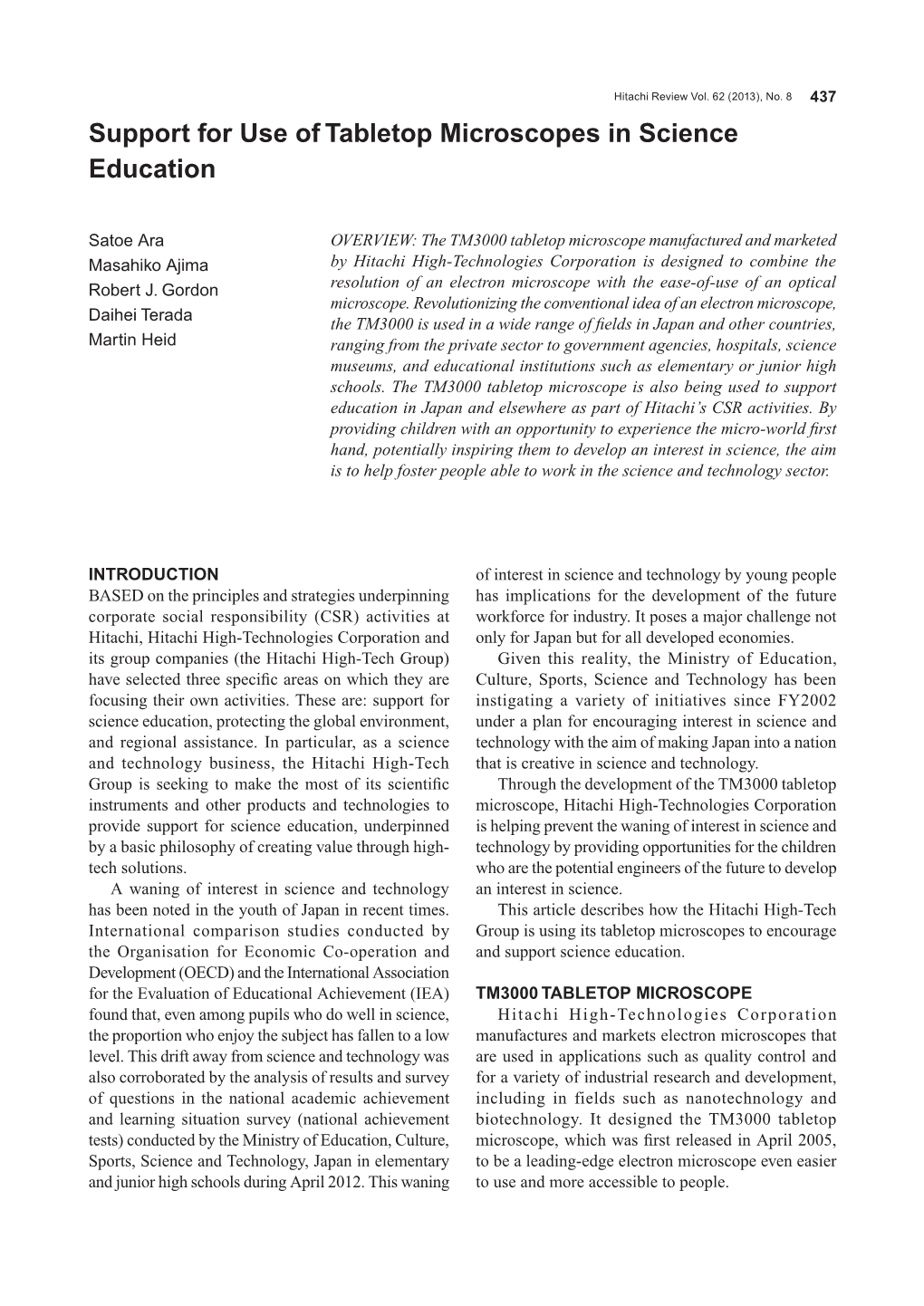 Support for Use of Tabletop Microscopes in Science Education